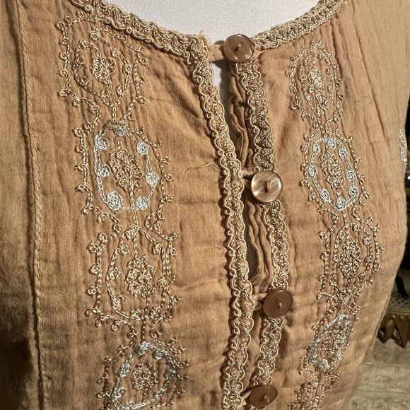 More By Lata Y2K Embroidered Button Up Top M Cottagecore Fairy Peasant Hippie - Picture 2 of 8